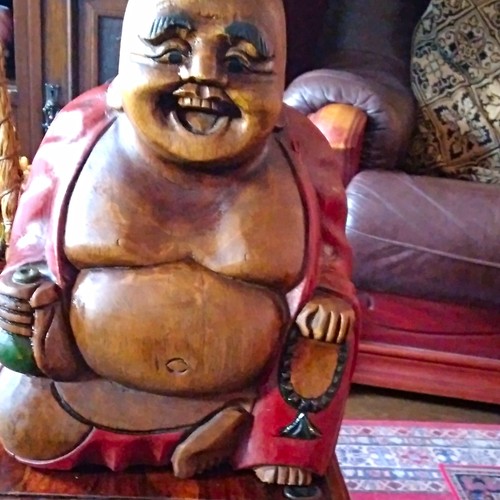 Seated laughing buddha statue - laughing,