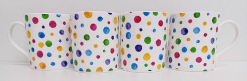 Polka dots painted effect mugs - dots,