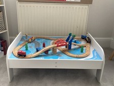 ELC Toy Train Table With Wooden Train Set With Bridge In Box 3 years Plus