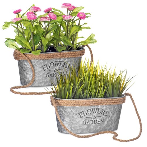 Livivo zinc hanging plant - zinc, pots
