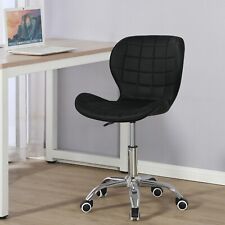 Cushioned Computer Desk Office Chair Chrome Lift Swivel Adjustable - PU Black