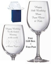 Personalised Engraved Crystal Wine Glass birthday gifts 18th 21st 30th 40th 50th