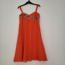 Monsoon Petite 100% Silk Orange Beaded Sequin Dress UK 10 EUR 38 Occasion Party