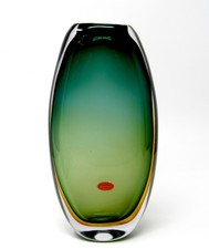 GIANT 31cm 20th Century Murano Sommerso Submerged Freeform Vase & Label 3.9kg