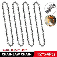 4 PCS Chainsaw Saw Chain For 12" Inch Bar Blade Pitch 3/8LP 0.050 Gauge 45DL NEW