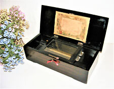 LARGE 20" WIDE ANTIQUE MAHOGANY 20-AIR CYLINDER MUSIC BOX c1800s, WORKING ORDER