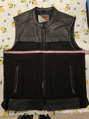 Leather and canvas biker - and, gilet