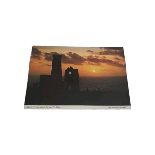 Vintage postcard sunset over - vintage,