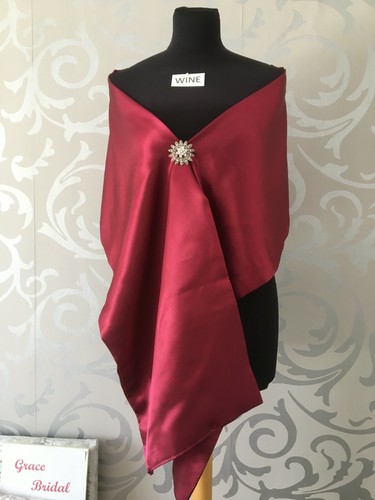 Wine silky satin shawl - silky,