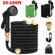 25-100FT Heavy Duty Expandable Garden Hose Pipe Flexible With Water Spray Gun UK