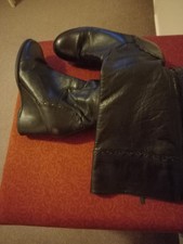 Black Leather Wedge Heel Boots Size 6.5  Excellent Condition made by NEXT