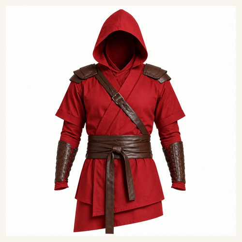Men red hooded ninja cosplay - ninja,