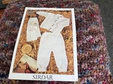 Sirdar 3634 knitting pattern baby aran cable textured cardigan, pants & scarf