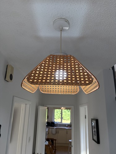 Vintage cane ceiling lampshade - vintage,