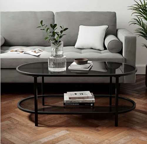 Oval black glass coffee - oval,