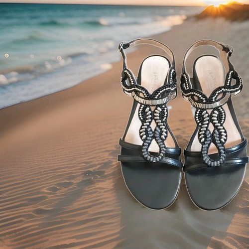 Sandals size black - 7, leather