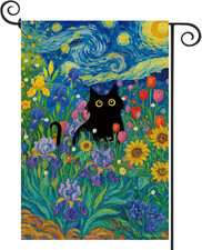 Spring Summer Black Cat Garden