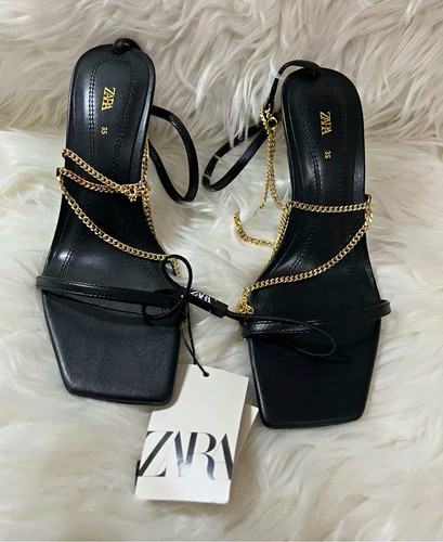 Zara black strappy stiletto - black,