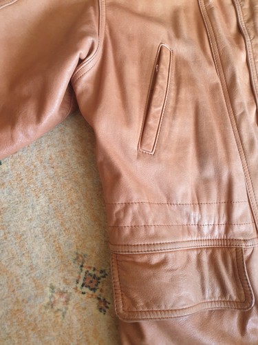 Gents tan leather jacket - leather,