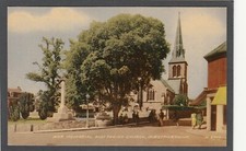 Postcard Hurstpierpoint nr Burgess Hill Sussex parish church and War Memorial