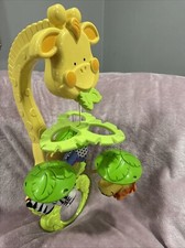 Vintage Fisher Price Giraffe Cot Mobile With Suspended Animals + 4 Musical Tunes