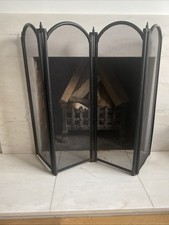 Black 4 Pane Mesh Fire Screen