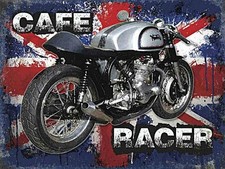 Cafe Racer Norton UK Flag background small steel sign 200mm x 150mm
