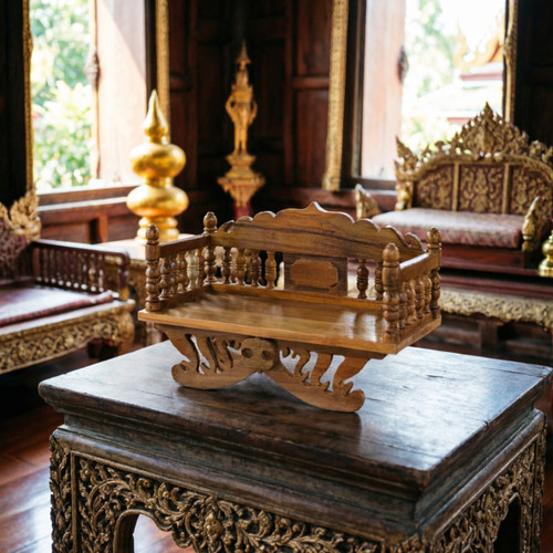Teak wood buddhist - wood, tray