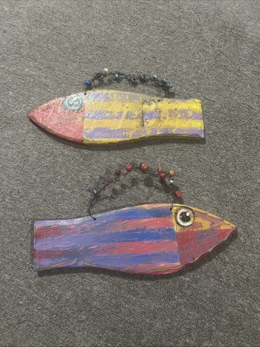 Hand painted wooden fish - hand-painted,