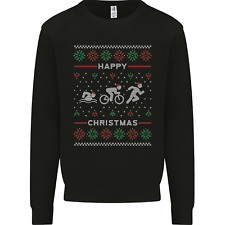 Christmas Triathlon Funny Fitness Gym Mens Sweatshirt Jumper