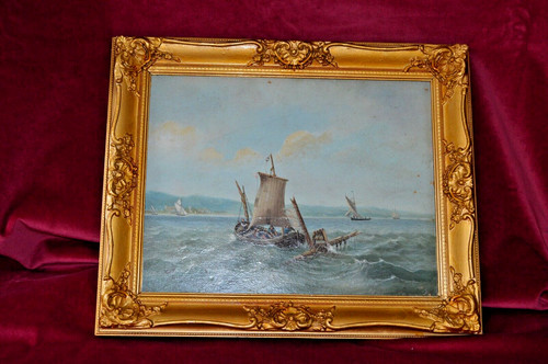 Antique victorian oil painting - antique,