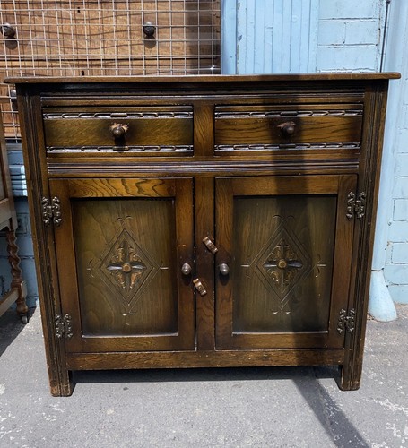 Vintage oak narrow dresser - oak,