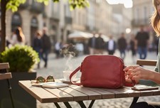 Gianni Conti Made In Italy Small Red Leather 3 Section Crossbody Bag 4206315