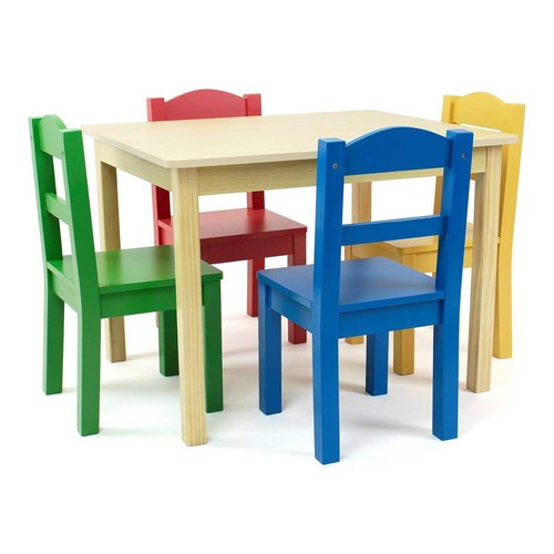 Kids wooden table chairs - wooden, 4