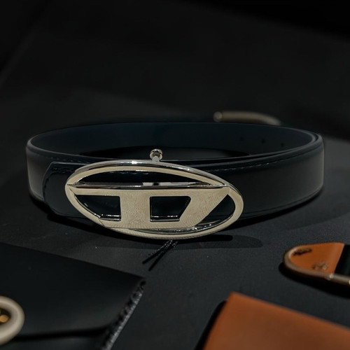 Diesel black leather belt - black,
