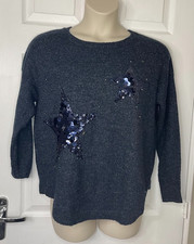 Monsoon Navy Sequin Star Knit
