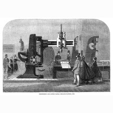Whitworth's Self Acting Radial Drilling Machine - Antique Print 1862