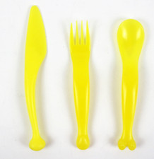 SET 3 PIECES IKEA 2009 ‘KALAS' - ‘ALIEN’ - MULTI COLOURED PLASTIC CUTLERY - RARE