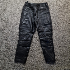 Akito Trousers Womens Waist 32 Leg 27 Black Leather Motorcycle Biker