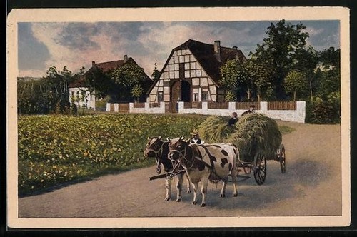 Postcard farmer and child - farmer,