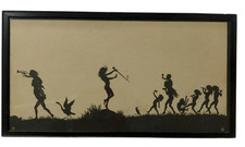 Antique Art Nouveau Silhouette Diefenbach Framed Print 14" X 8" Gesso Wood Frame