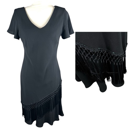 Fashions black fringe dress - black,