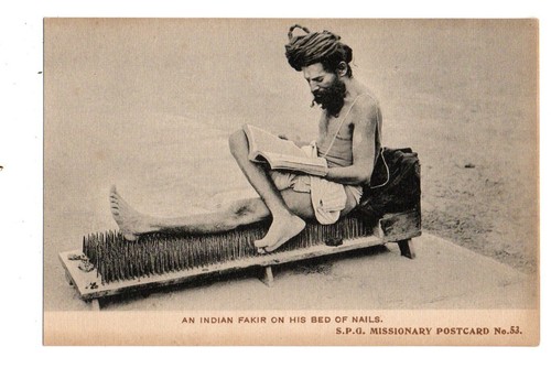India indian fakir his bed - on,