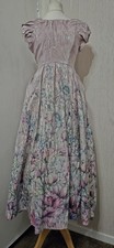 COAST Dress Sz 14 £139 Pink Midi party wedding guest Metalic Bow Puff Floral 