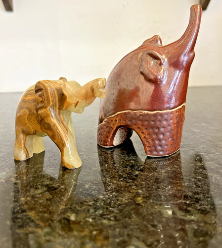 Elephant figurines onyx stone - elephant,