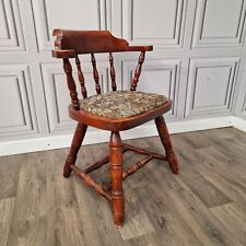 Antique Style Wooden Windsor Spindle Bow Back Carver Smokers Captains Arm Chair