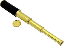12-Inch Brass & Leather Nautical Telescope – Antique Spyglass for Home Decor