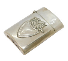 Canadian Sterling Silver Dragon Pattern Vesta Case Antique c1930 Art Deco