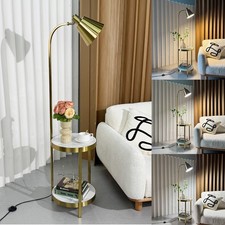 Arc Contemporary Floor Lamp Over The Couch Gold Lamp with Marble Table &Shelves