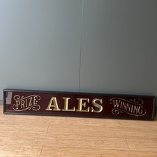 Vintage Prize Winning Ales Sign Wood & Glass
